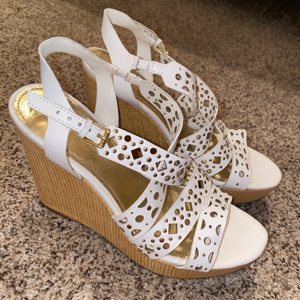 White Studded Wedges